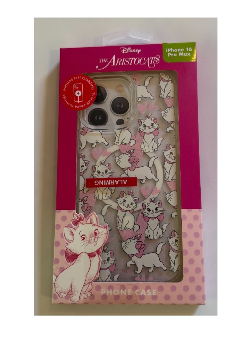 Disney nwt Pink The Aristocats iPhone 16 Pro Max Case with Marie Pattern